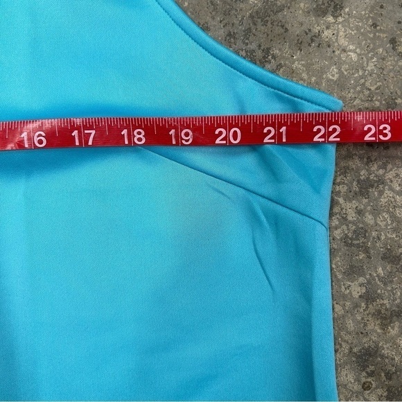 GRETCHEN SCOTT Womens Goddess XXL Jersey Sleeveless Ruffle Neck Top Turquoise - Picture 7 of 10